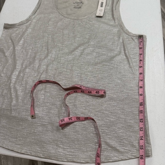 NWT Chico’s Ultimate Tee Tank Cotton Blend Slub Silver Foil Size 16 (Chico’s 3) - Picture 4 of 9